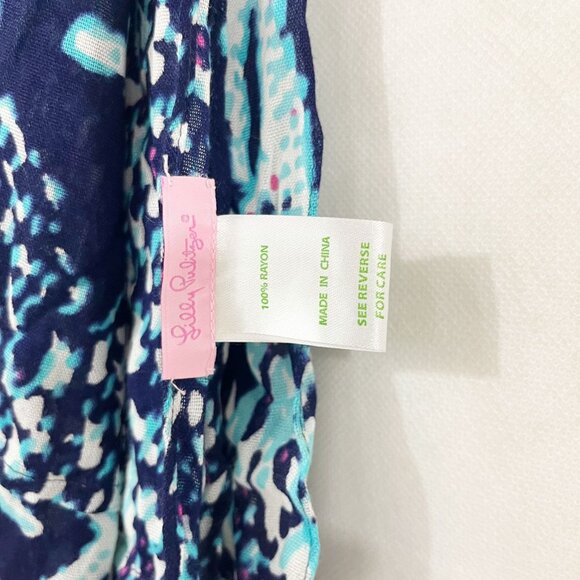 Lilly Pulitzer Riley Loop Infinity Scarf Navy Blue Coral Starfish Sea Preppy - Picture 3 of 3